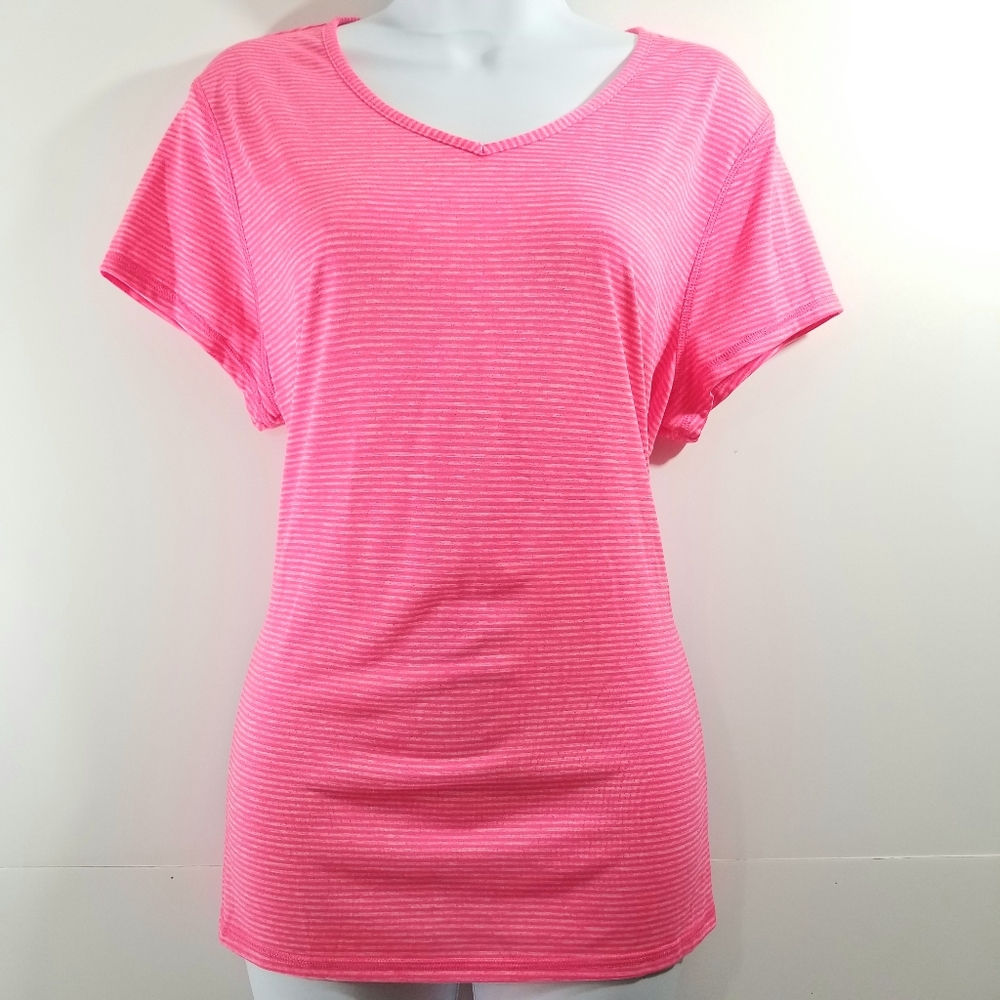 Athletics Pink Striped Womans Work Out Top Sz. XL